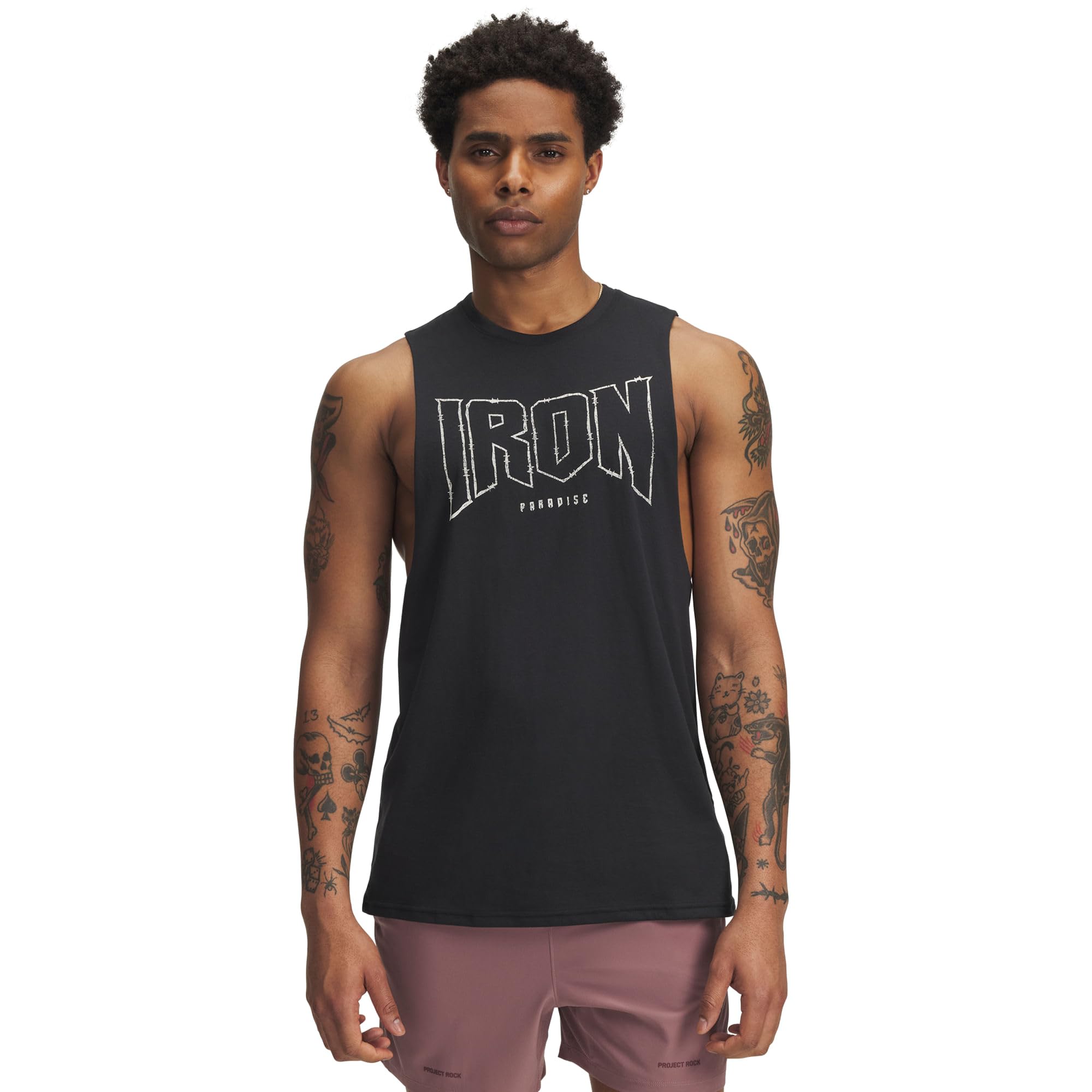 Under Armour Men's Project Rock Payoff Tank Top, (001) Black / / Stone, XL