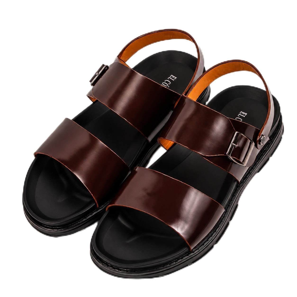 Men's Double Strap Leather Sandals with Buckle-image-15