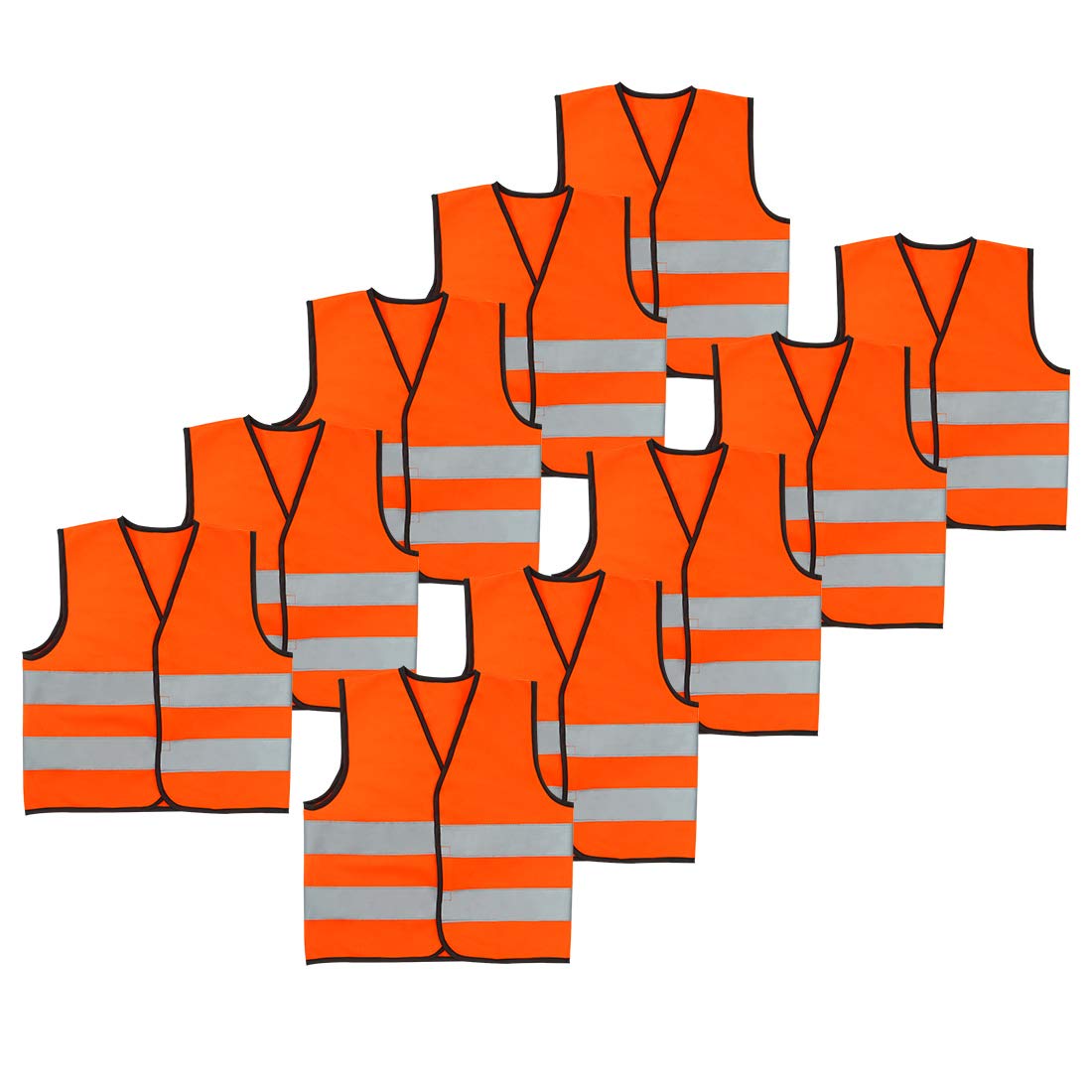 AIEOE 10 Pièces Enfant Gilet Fluorescent de Sécurité Durable Veste Haute Visibilité Sans Manches Fille Garçon Gilet Réfléchissant Vélo Running Randonnée Fluorescent Orange 01