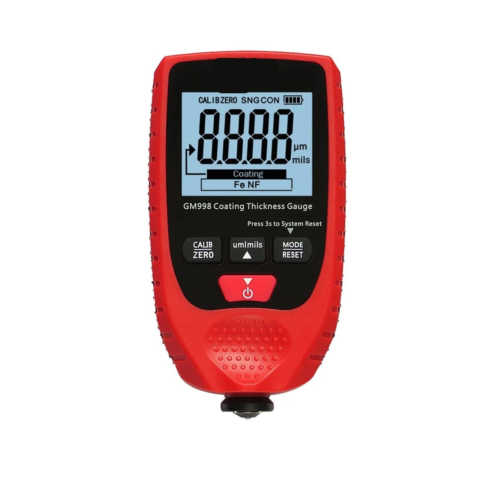 Miernik grubości, GM998 Miernik grubości folii podświetlanej Tester lakieru samochodowego powłoki Fe&NF, dla samochodu(Red)