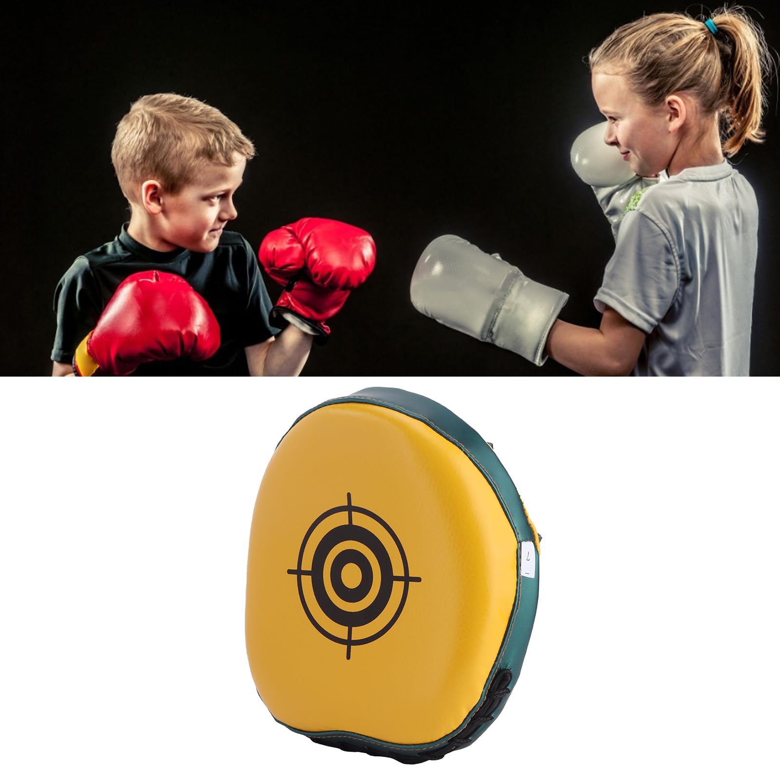 Boxing Curved Center Punching Mitts for Kids, Mini Boxing Gloves Pads, Training Target Mitts, PU Leather with Sponge, Sturdy and Comfortable (Yellow)