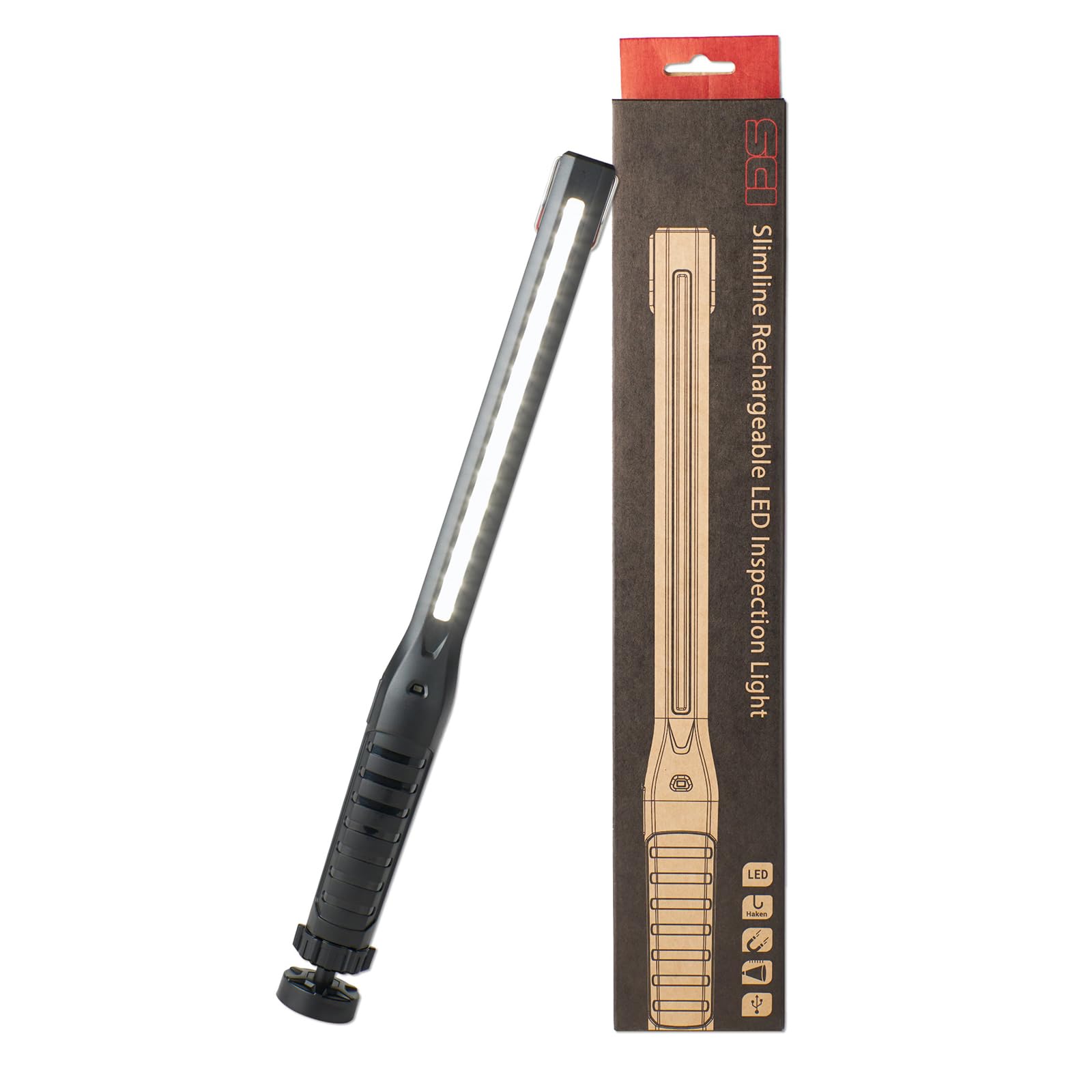 SCI Rechargeable LED Slim Work Light, 3 Lighting Modes (720Lm) 3350mAh Portable Inspection Light, Magnetic Base & Hanging Hook, Car Repairing/Mechanics/Emergency/Camping (928A), Fathers'/Dads' Gift