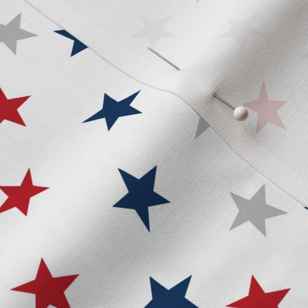 Spoonflower Fabric - Stars USA America Red White Blue July 4Th Patriotic Stripes Printed on Petal Signature Cotton Fabric by The Yard - Sewing Quilting Apparel Crafts Decor