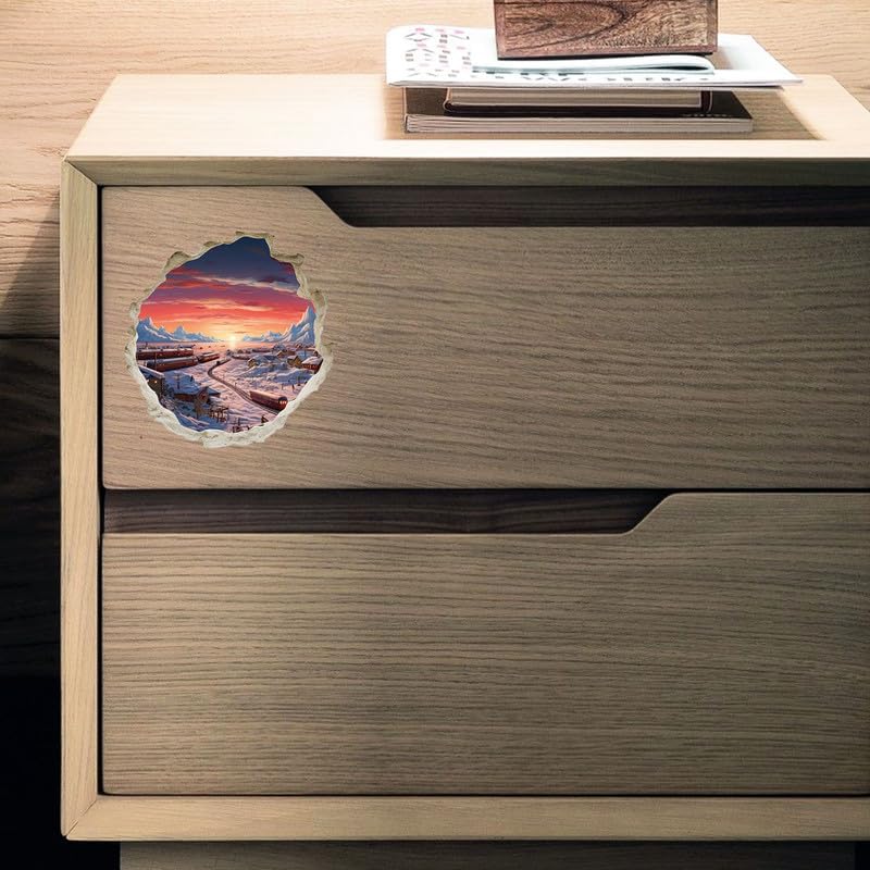 Miniatura 4 de Adhesivo de pared con agujero en 3D, diseño de agujero norte, para habitación de niños, aula, hogar, dormitorio, sala de estar, estantería, tamaño