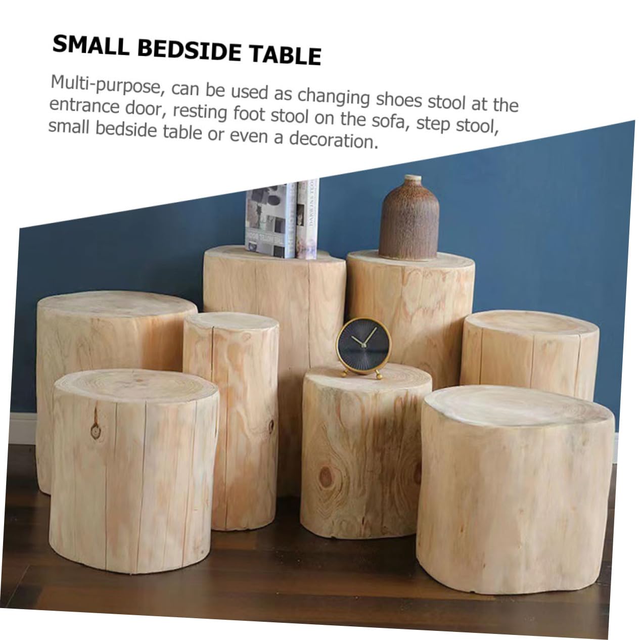 BESPORTBLE Taburete De Madera Maciza Asiento Multifuncional para Interior Decoración Rústica De Árbol Estable y Resistente