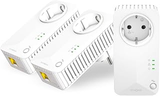 Strong - Powerline 600 Triple EU Set - 3 Powerline-Adapter 600 Mbps - Fast-Internetzugang - integrierte Steckdose - 300 m Reichweite - Für alle Router - LAN-Anschluss - Easy-Installation - weiß