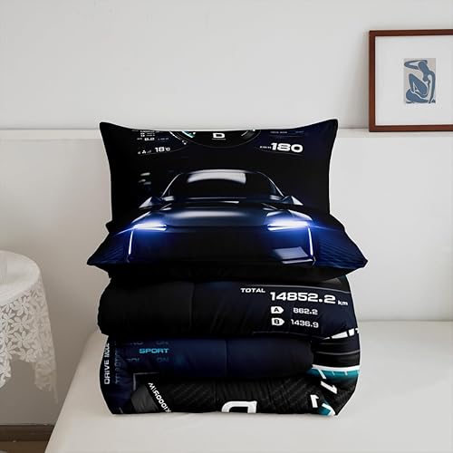 Miniatura 6 de Erosebridal Juego de edredón de auto de carreras para adolescentes, tamaño matrimonial, juego de edredón de coche de carreras de velocidad, juego de