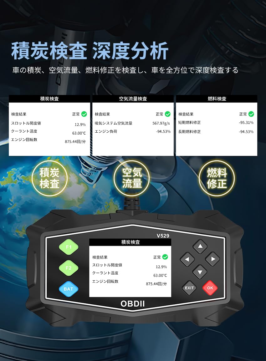 Amazon.co.jp: V529 OBD2 診断機 自動車用 多言語対応 66メーカー専用