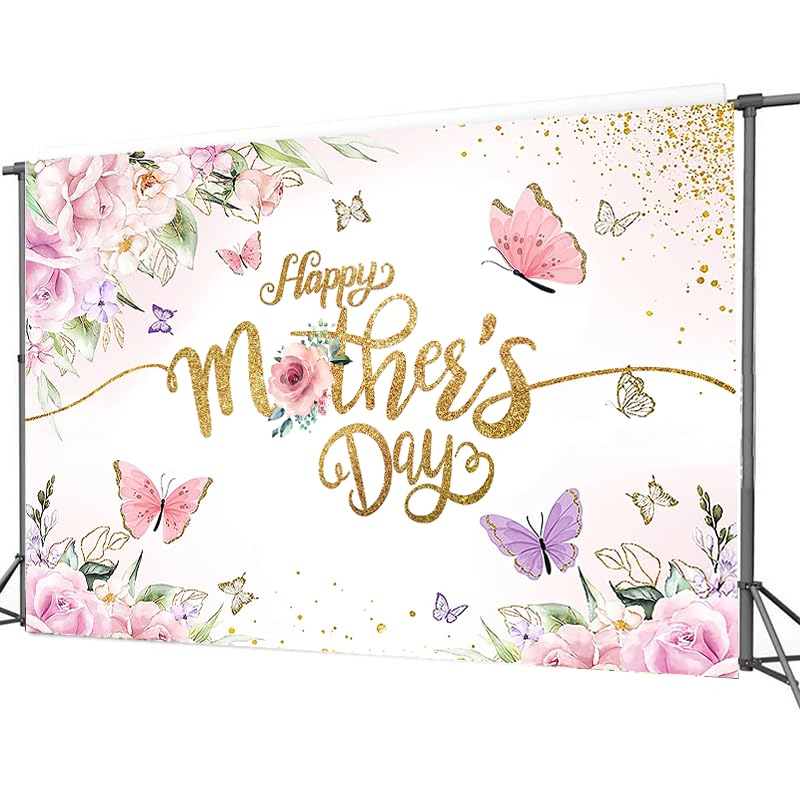 Fondo Fotográfico Día de la Madre 7x5ft Rosado con Puntos Dorados miniatura 5