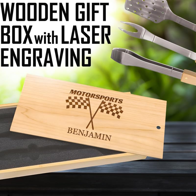 Set de BBQ personalizado caja de madera miniatura 4