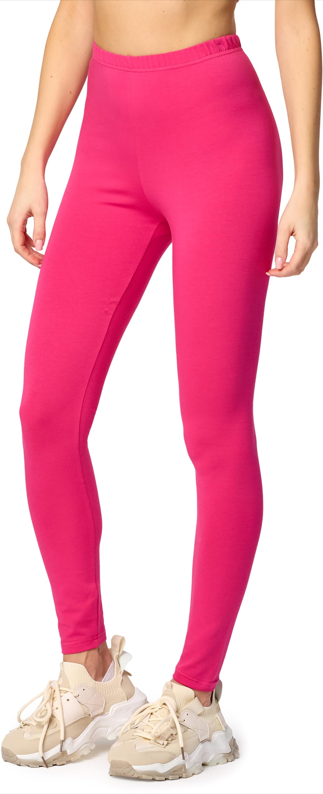 Merry Style Lunghi Leggings Fuseaux Sportivi da Donna Pratico Modello a Vita Alta in Cotone Naturale MS10-198