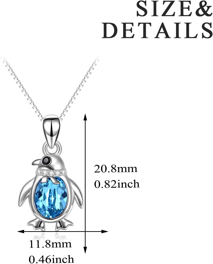 Turtle/Penguin Necklace for Women 925 Sterling Silver Blue Crystal Pendant Necklaces Animal Jewerly Gift for Mother and Daughter - Image 5