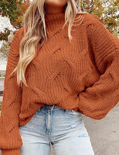 PRETTYGARDEN Women's Fall Oversized Pullover Sweaters Casual Crewneck Long Sleeve Chunky Cable Knit Tops Winter Clothing