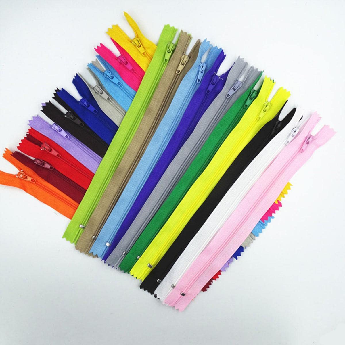 100 pezzi 3# (3-10 pollici) 7,5-25 cm 20 colori cerniera a spirale in nylon chiusa utilizzata per bagagli e abbigliamento-mix, 25 cm 100 pezzi
