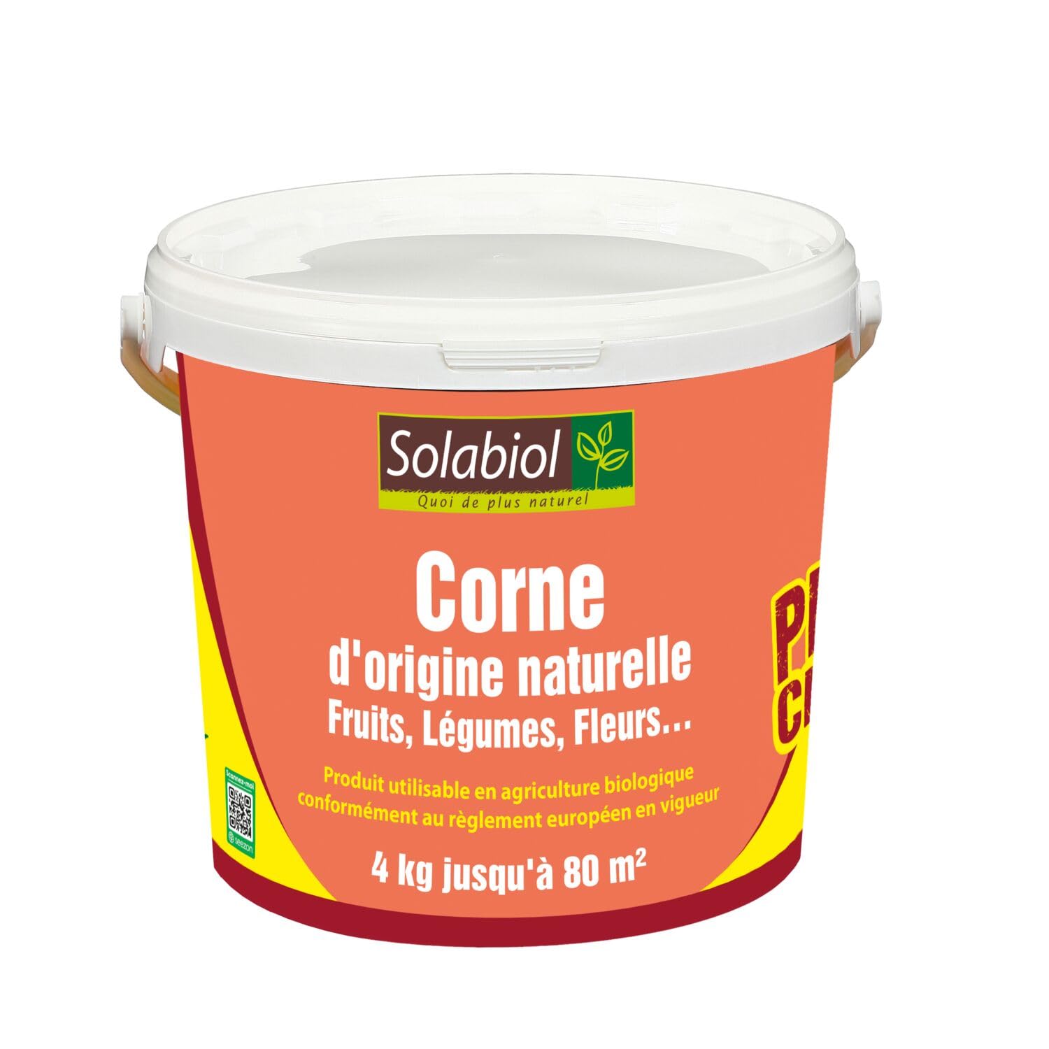 SOLABIOL Corne Broyée Traditionnelle - Jusqu'à 80m² - 4kg | Action Rapide & Longue Durée - 100% Corne Broyée - Plantation & Entretien - Croissance - SOCOR4