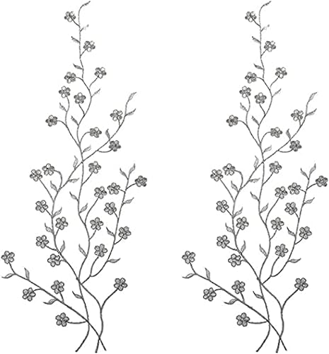 2 piezas bordadas de flores de ciruelo para coserplanchar en parches decorativos florales para coser cuello busto vestido bolsa, falda, mochilas,