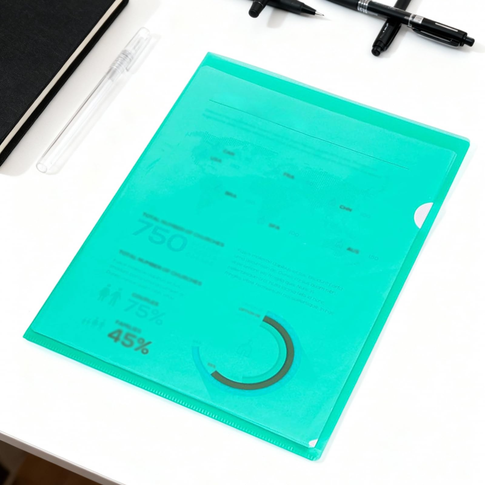 48 cartelle portadocumenti in 6 colori, formato A4, apertura laterale, in plastica, trasparente, per ufficio, scuola, documenti