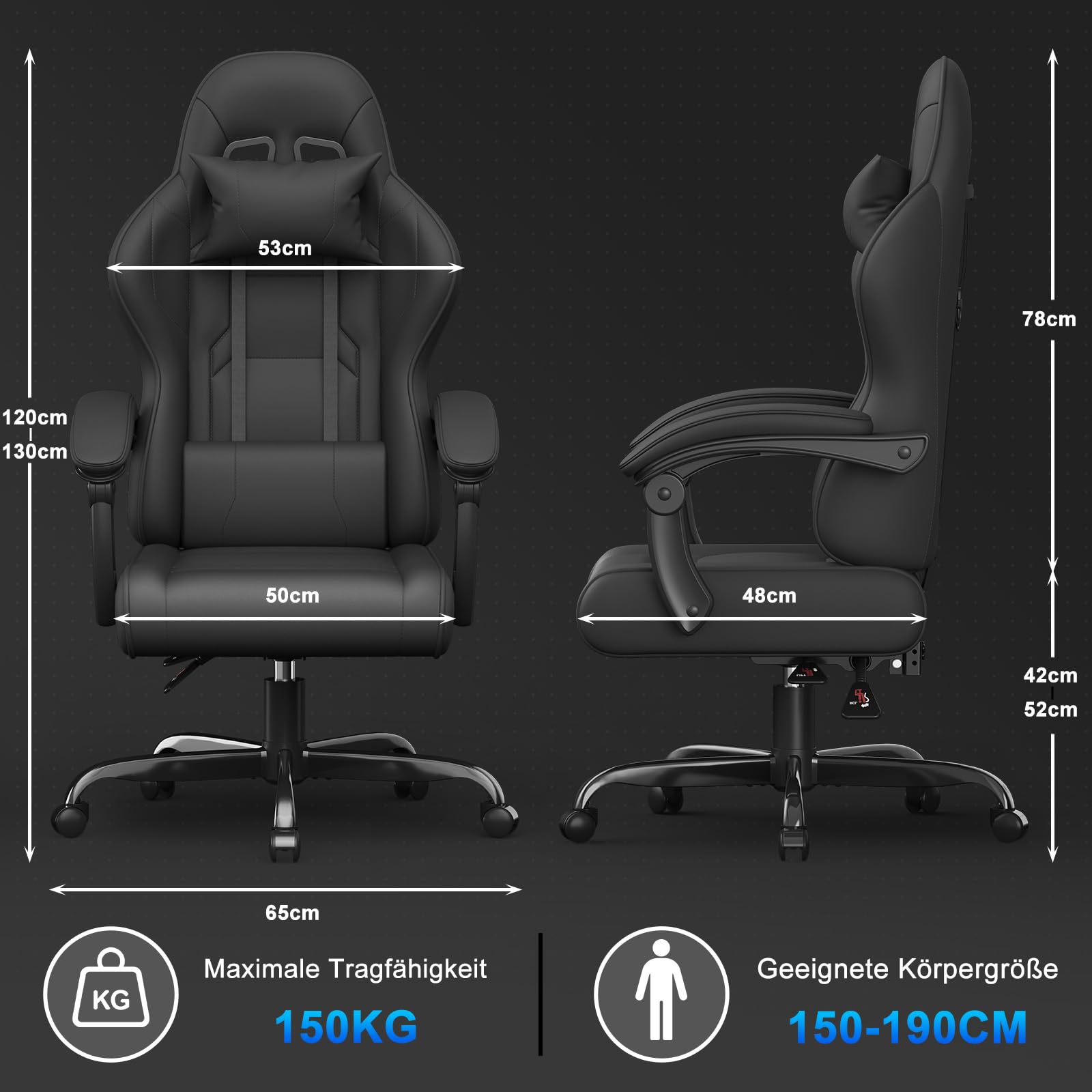 Airfish Gaming Bürostuhl Mit Massage – Ergonomis Produktbild-Vorschau 5