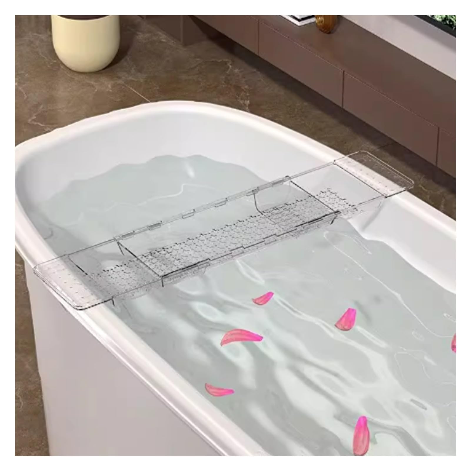 Bandeja de baño de plástico expandible para bañera, accesorio ideal para el nuevo hogar, día de la madre, regalos de cumpleaños para mamá, experiencia relajante de spa