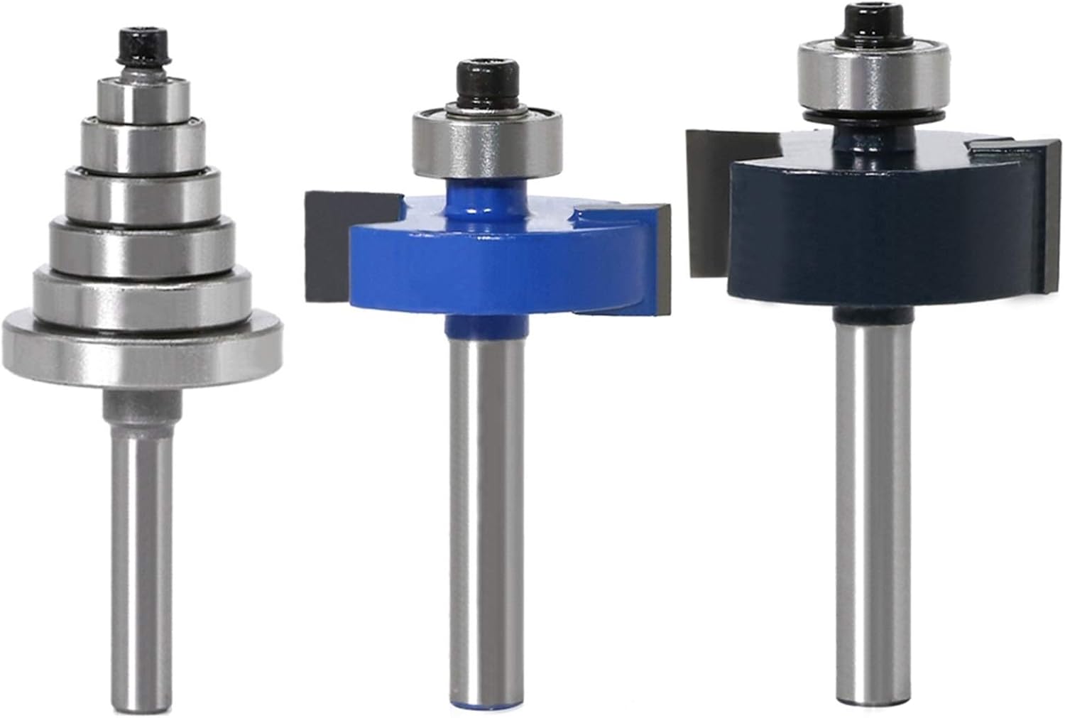 Zkenyao-Router Bit 1/4" Shank 6mm Shank Router Bit with 6 Bearings Set Woodworking Cutter Tenon Cutter for Woodworking Tools, Use Safety Reliable (Cutting Edge Length : 3PCS 6mm Shank)