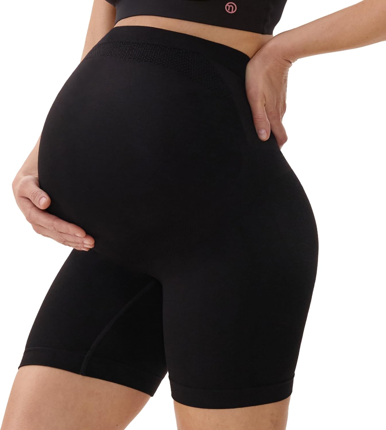 Momcozy Maternity Shapewear for Under Dresses, Anti-Chafing Mid-Thigh Pregnancy Underwear, Belly Support, Cotton Gusset