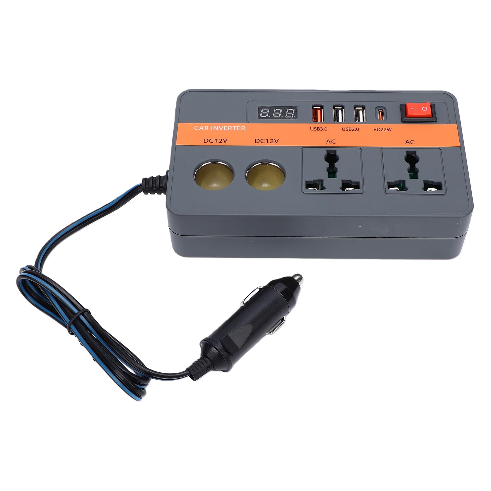Eujgoov Inverter Auto 300W Convertitore di Corrente 12V a AC con (ORANGE)