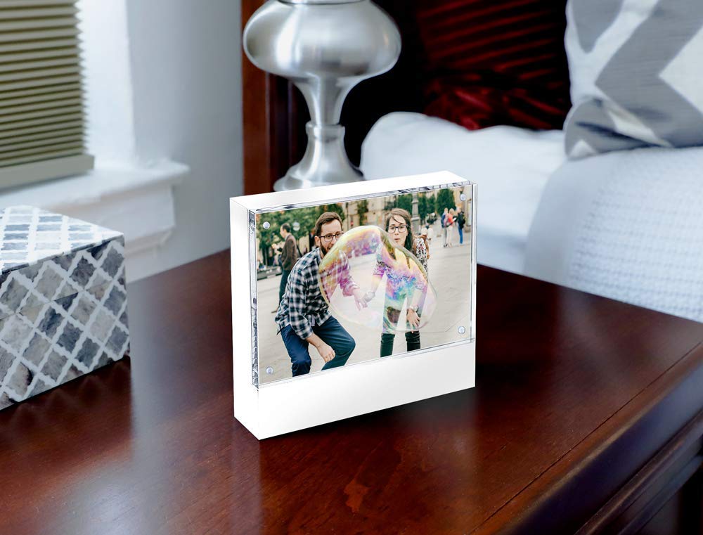 Isaac Jacobs Wood Block Acrylic Frame, 4x6 White by Isaac Jacobs International 4