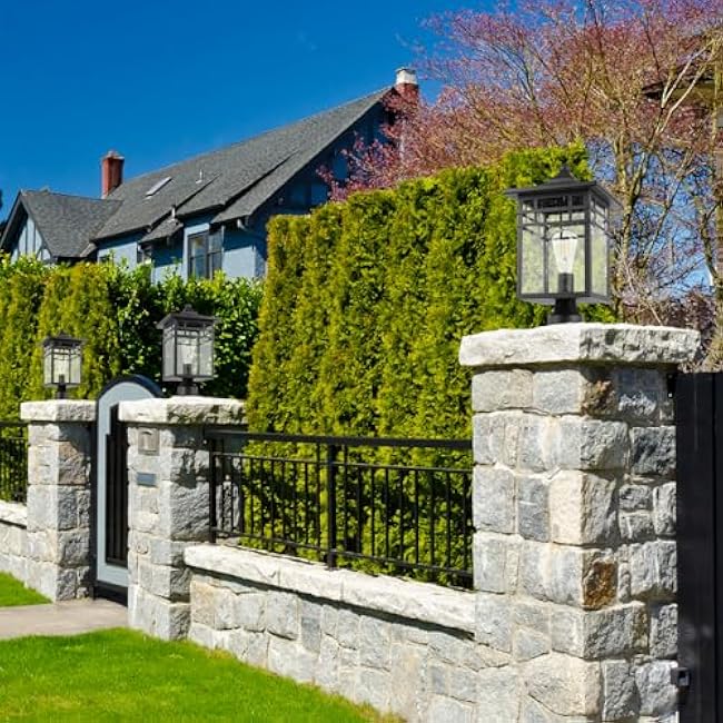 Outdoor Post Light Fixture, Large Exterior Pillar Lantern with Black Finish & Seeded Glass, 9 Inch Square Pier Mount Lamp for Garden, Backyard, Courtyard, Patio, Deck, Pathway, Walkway