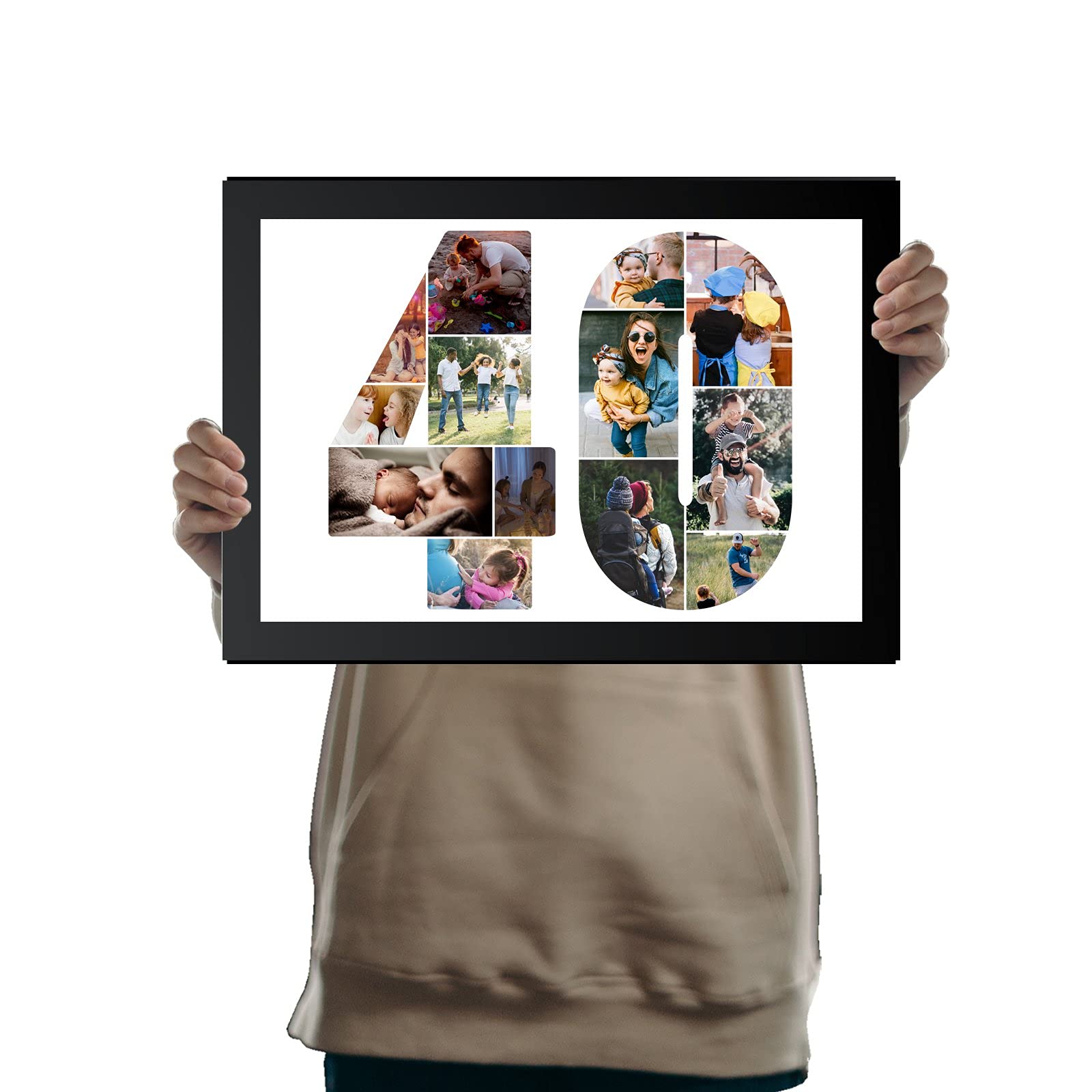 You Personalise Black 40Th Birthday Personalised Photo Collage Framed A4