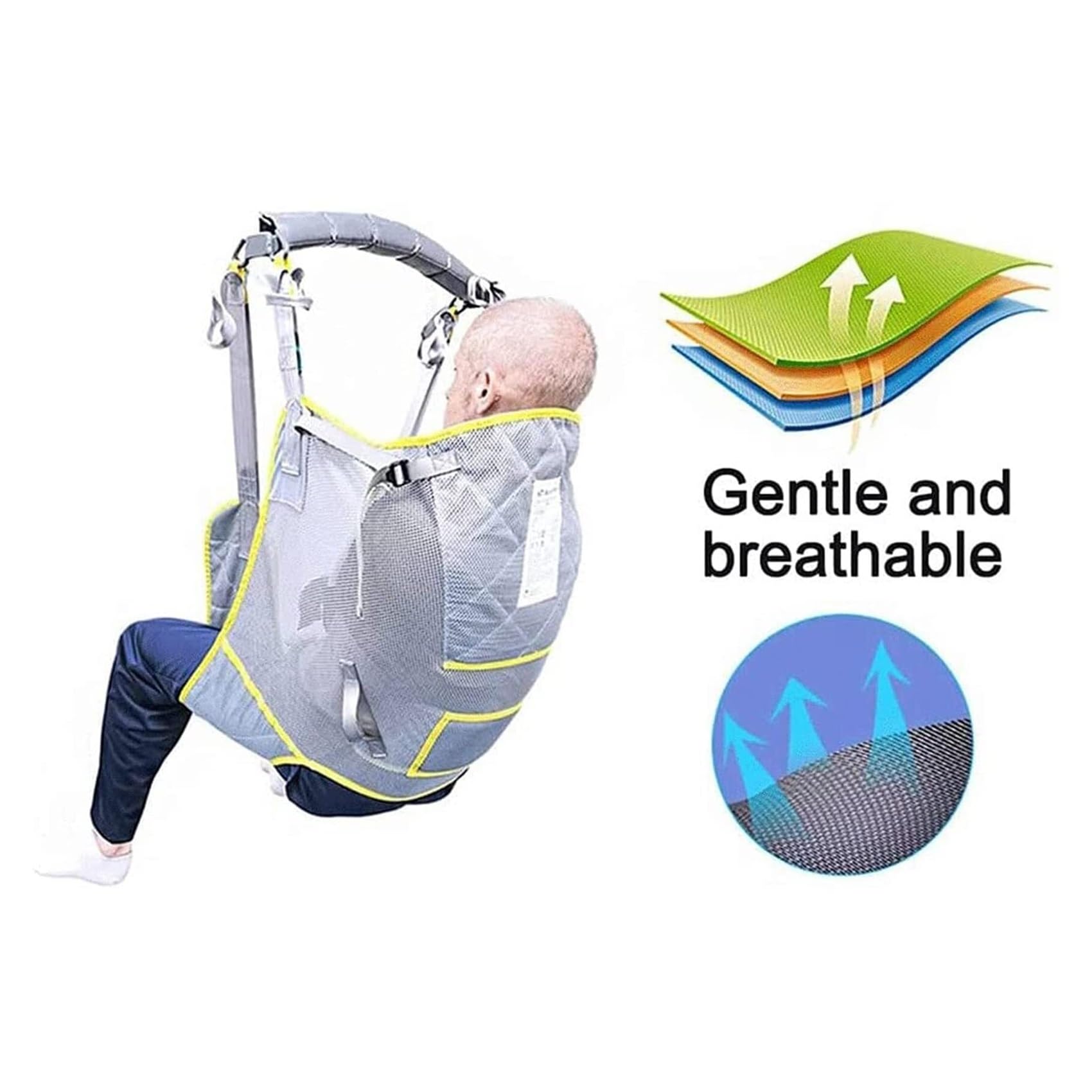 Arnés de Transferencia de Malla Transpirable • Para Baño y Ducha • 230 kg de Capacidad • 6 Correas Ajustables • Diseño Abierto
