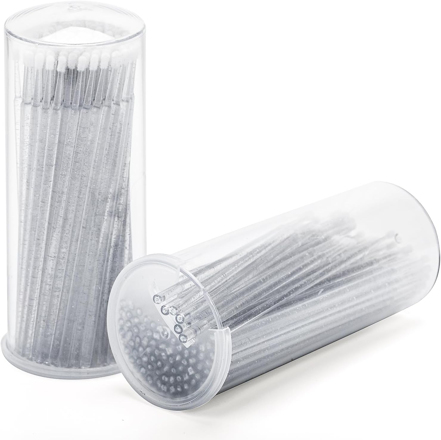 200PCS Micro Brush Applicator with Container, 2mm Disposable Micro Cotton Swabs, Clear Micro Swabs, Microbrush Applicators for Eyelash Extensions, Makeup Clean, Eye Dental (Clear)