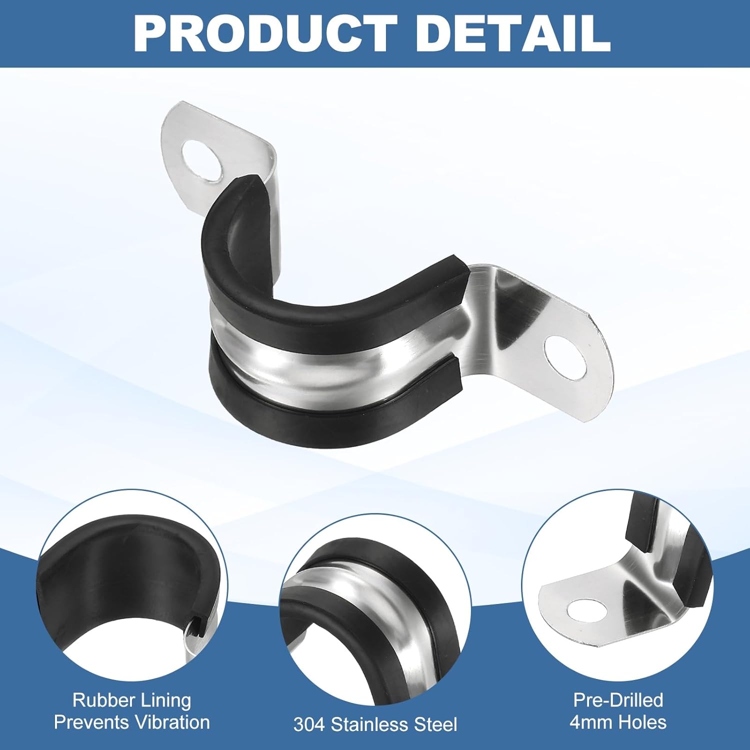 uxcell 15 Pcs Pipe Strap Clamp, 16mm(0.63") Rubber Cable Clamp Rubber Cushioned 304 Stainless Steel U Bracket Tube Holder Support with Screws for Water Pipe HVAC Cable Management