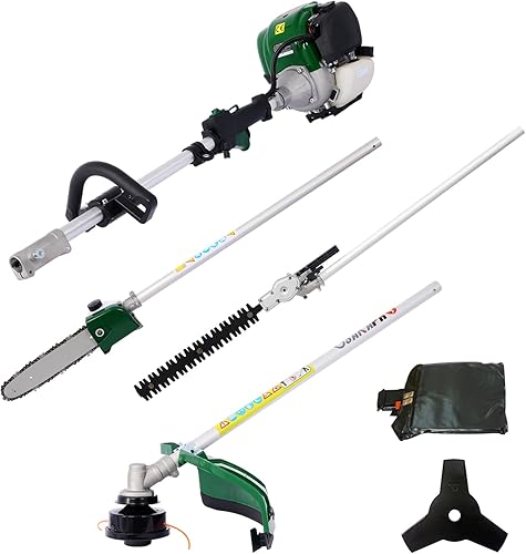 Cortasetos a gas, herramienta de recorte multifuncional 4 en 1, sistema de herramientas de jardín de 4 ciclos de 38 cc con sierra de poste de gas,