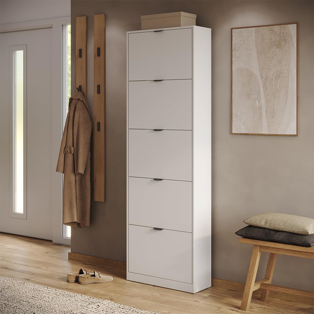 Vicco Scarpiera da ingresso Gizmo, Bianco, 59 x 181.1 cm con 5 scomparti