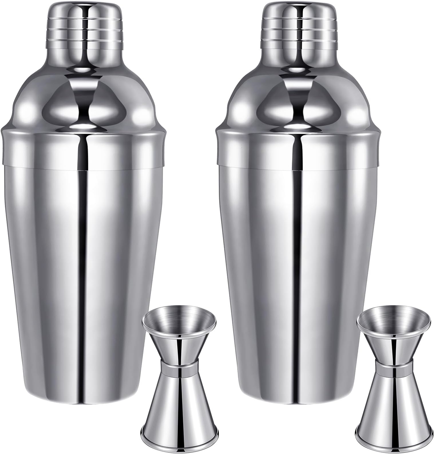 Umigy Cocktail Shaker Set Martini Shaker Bulk Stainless Steel Martini Mixer with Strainer and Double Measuring Jigger for Bar Party Home Use Wine Bar(18 Oz/ 550 ml,2 Packs)