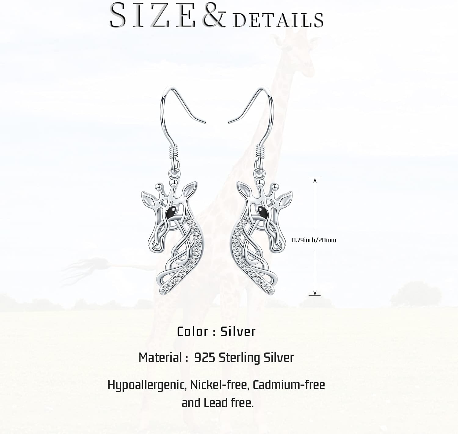 925 Sterling Silver Bee/Hummingbird/Cardinal/Giraffe Drop Dangle Earrings Jewelry Gifts for Women Friends - Image 6