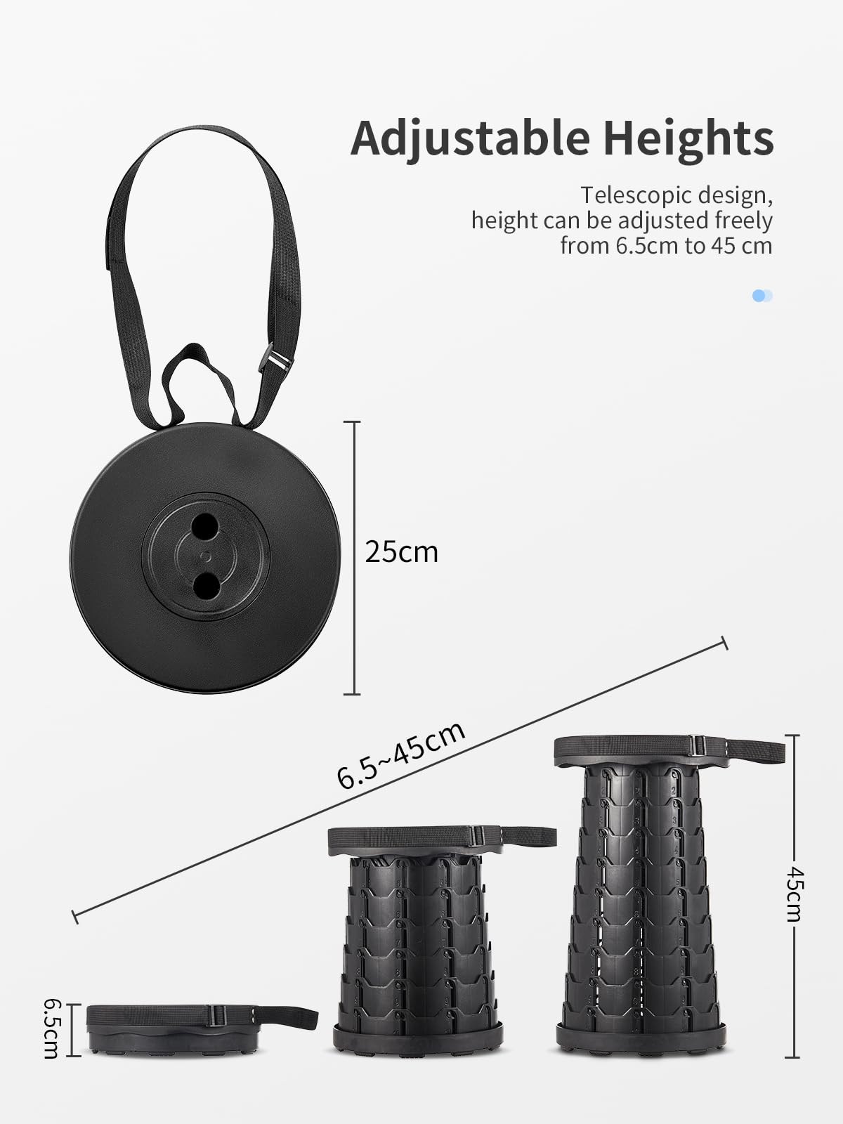 Yabano Sgabello pieghevole portatile, leggero e robusto, sgabello pieghevole in plastica per campeggio, pesca, escursionismo, barbecue, uso esterno e interno