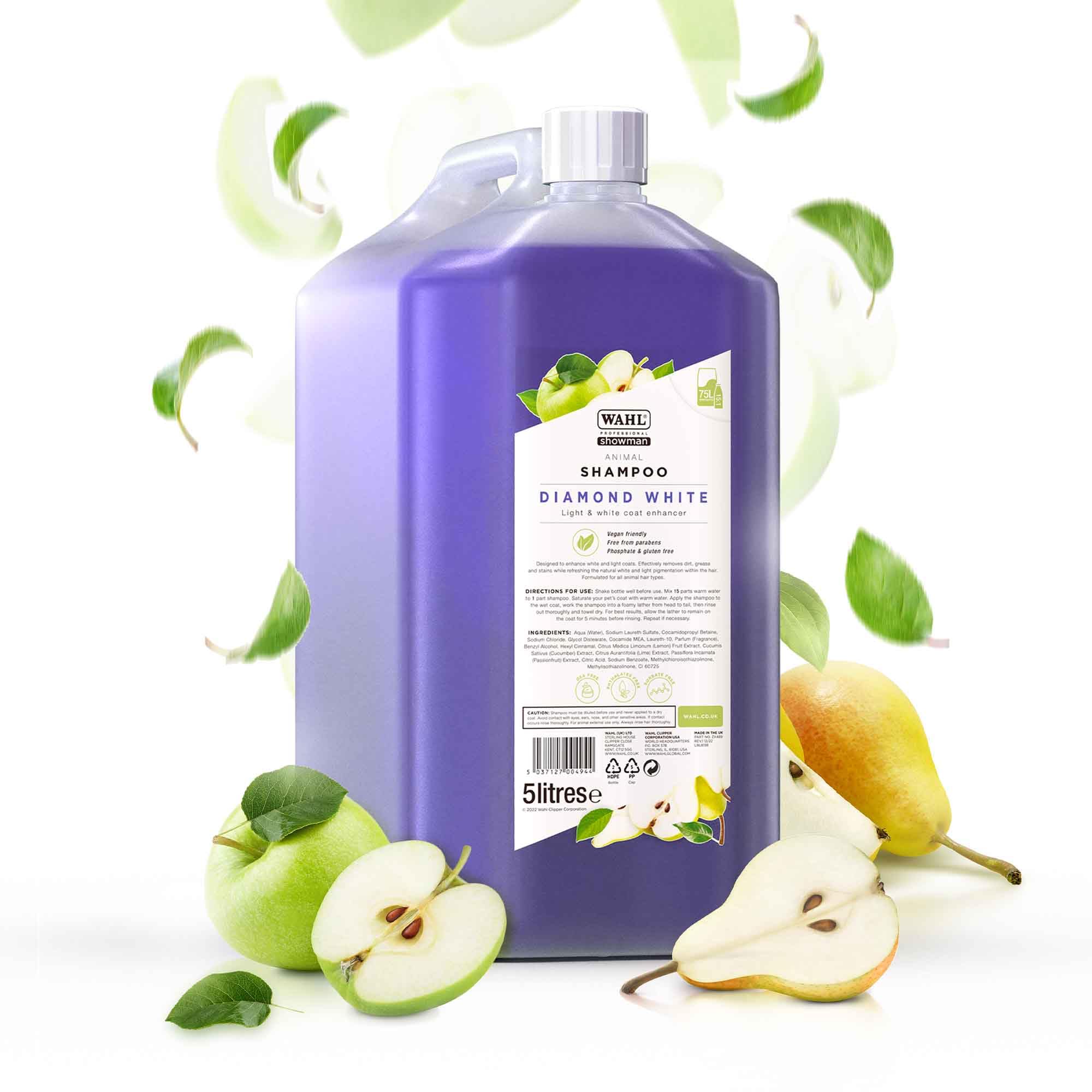 WAHL Diamond White Animal Shampoo 5 L éclaircissant concentré 15:1 végétalien sans parabènes