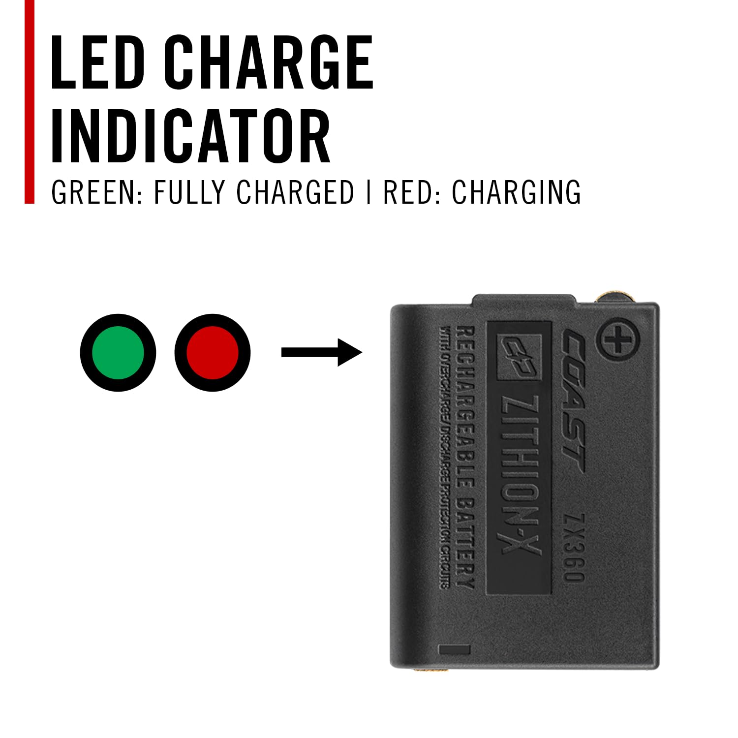 Coast ZX360 Lithium-Ion Rechargeable Battery with Battery Charge