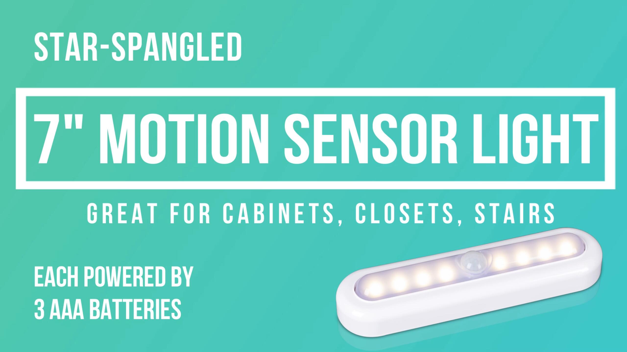 Image of STAR-SPANGLED 9 Pack 7 inch Motion Sensor Lights Indoor Battery Operated, Stick on LED Light for Closet, Stairs, Under Cabinet, Warm White
