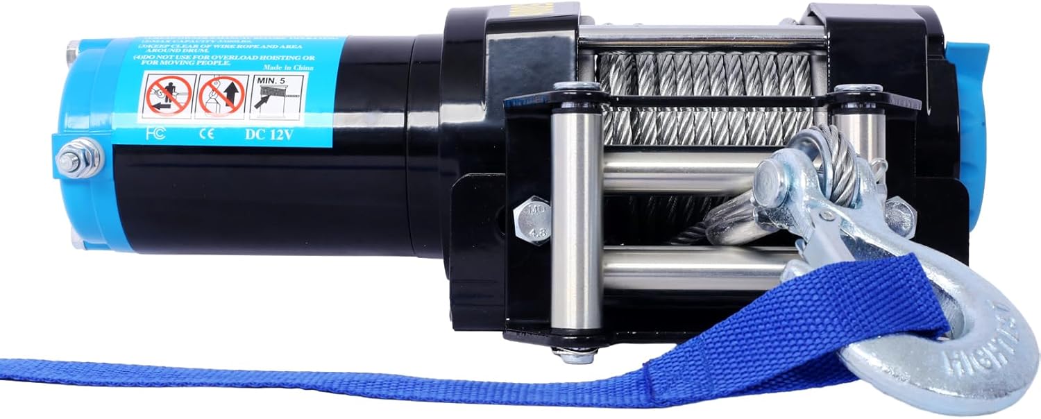 ATV Winch, 3500 lb Electric Winch, 12V Small ATV UTV Winch with Steel Cable Roller Wired and Wireless Remote Control, Waterproof Towing Winches for Towing UTV ATV Car Vehicle Off-Road