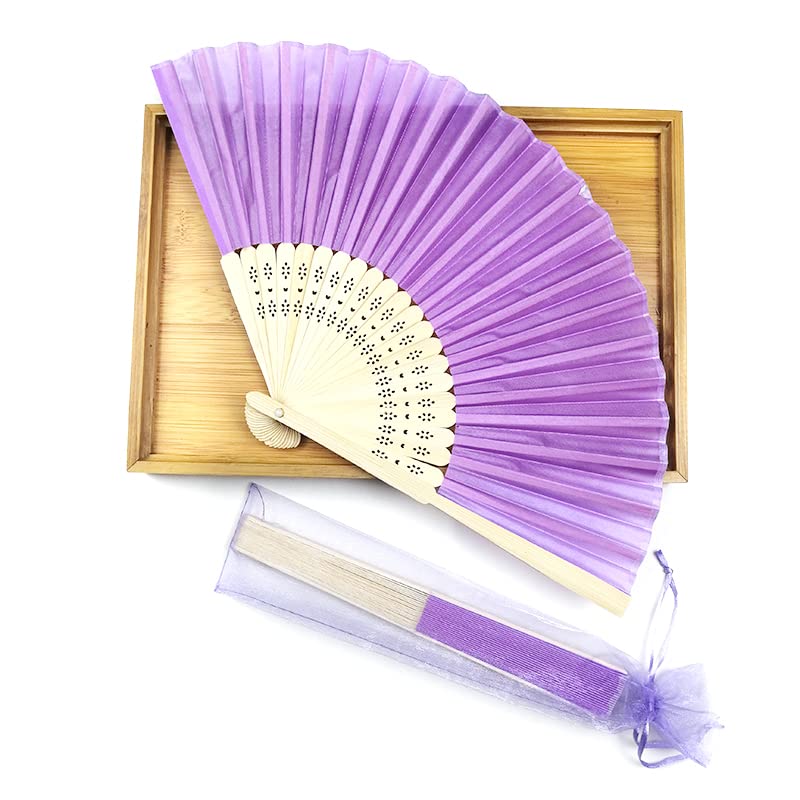 Éventails de mariage en soie KRUI personnalisables avec manche en bambou