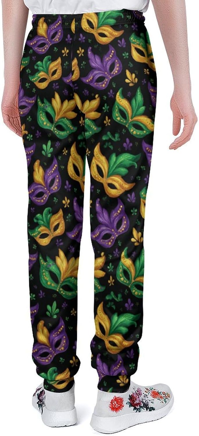 Mardi and Gras Mask Men's Sweatpants Novelty Jogging Pants Sports Running Bottoms Trousers Women
