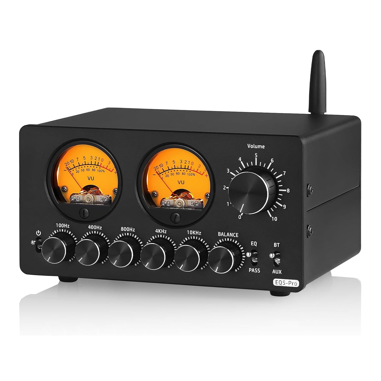 Preamplificatore Audio, Equalizzatore EQ a 5 Bande, con Misuratore VU, Manopola di Controllo del Volume, Audio Decorato Dinamicamente, per Stereo Domestico/Altoparlante per Computer