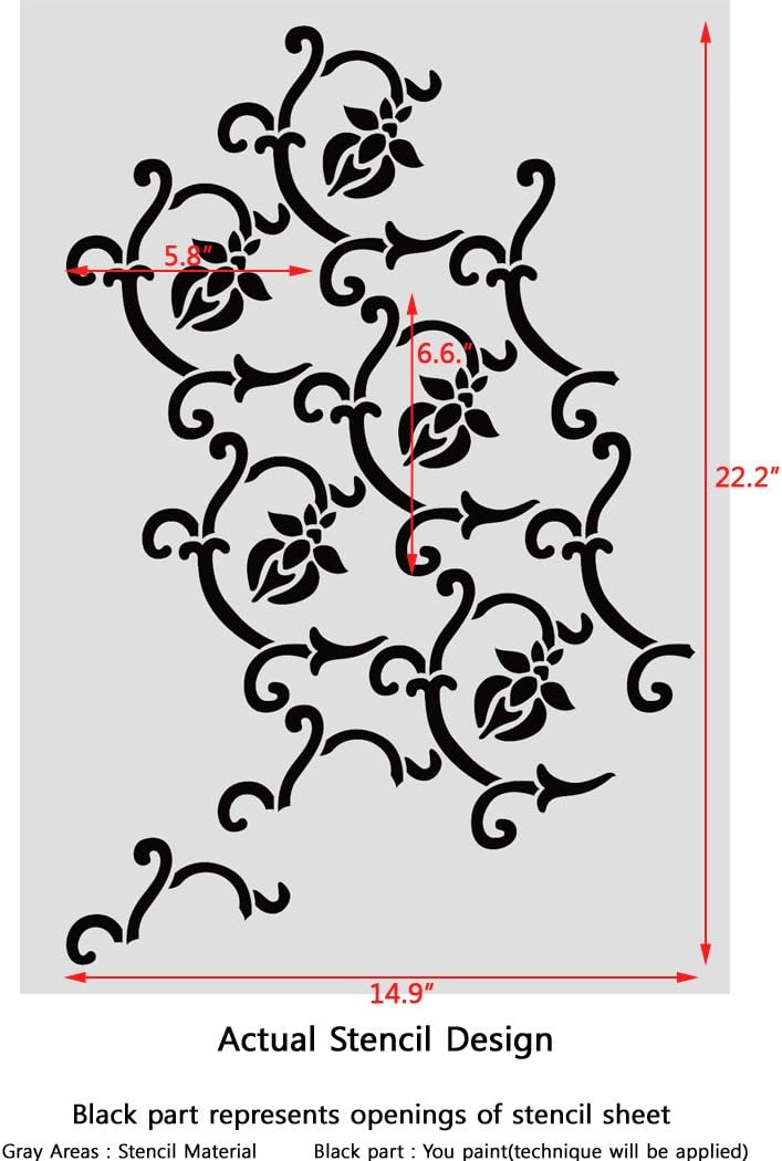 Flower Allover Trellis Wall Stencils ABEL for DIY Decor Wallpaper Look