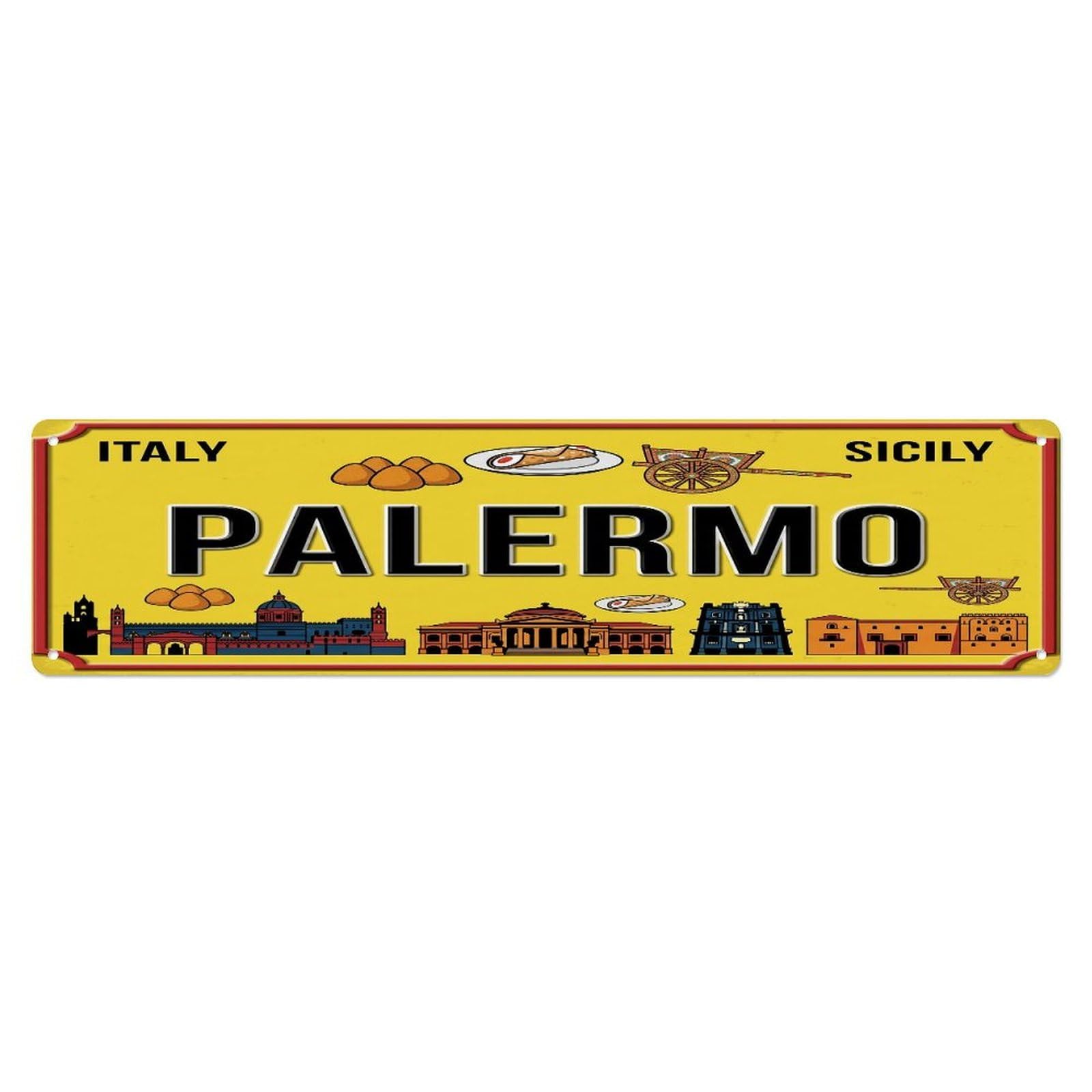 Tgrcjimh Style Metal Tin Sign Vintage Travel Palermo Italy Cathedral Arancini