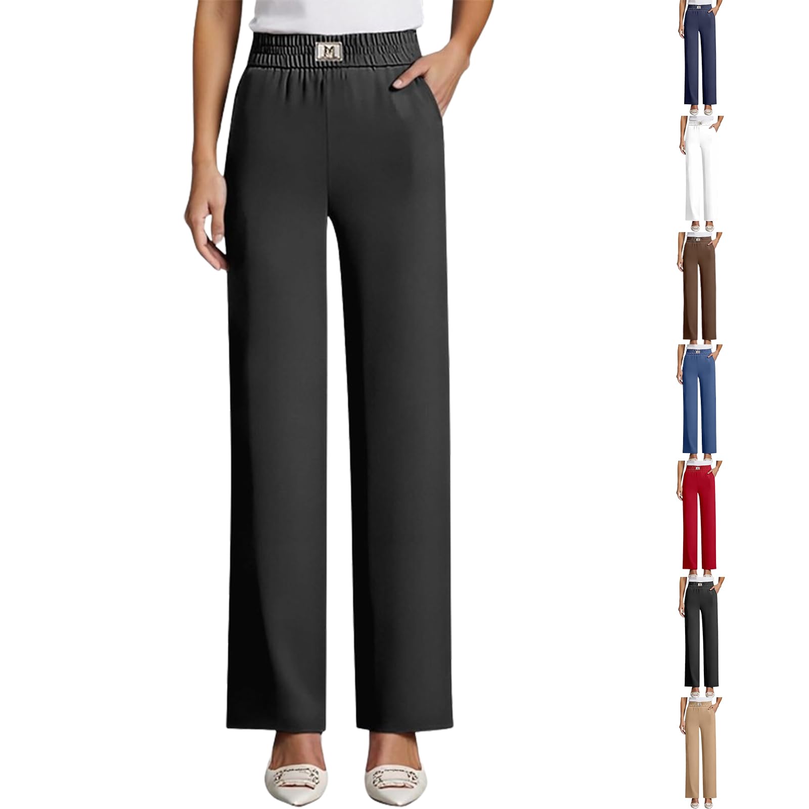 High Rise Pull-On Stretch Pants for Senior Wome Pull-On Stretch Pants for Senior Women Over 50