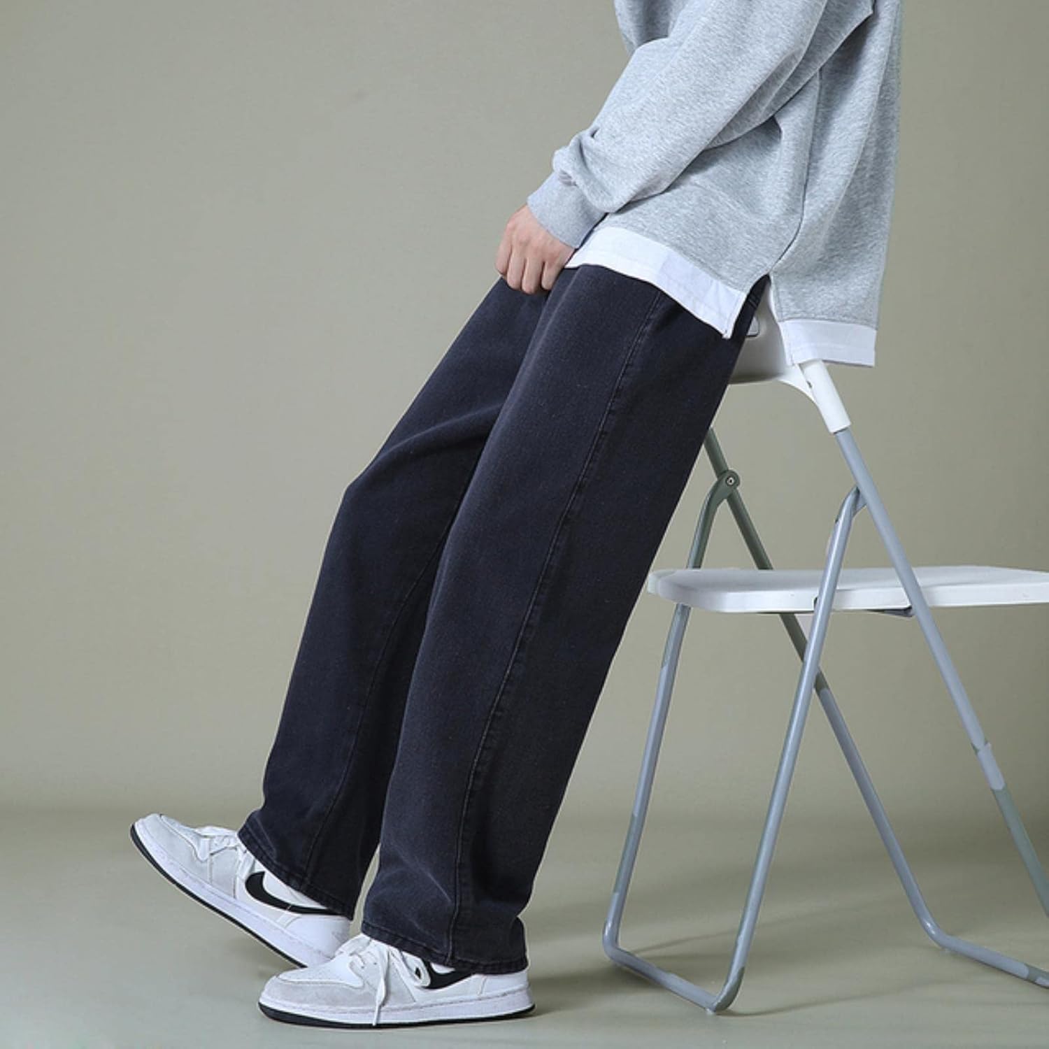 New Men Denim Wide-Leg Pants Korean Style Straight Macao Ubuy