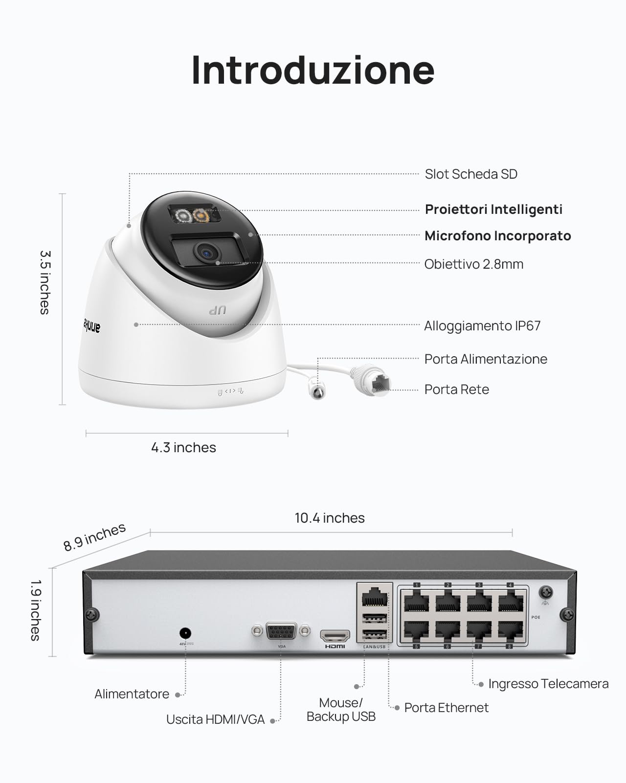 ANNKE Sistema di Videosorveglianza PoE 3K, NVR 4K 8 Canali con HDD 2TB, 4x 3K Telecamere IP IP67, Visione Notturna a Colori, Rilevamento Persone/Veicoli, H.265+ | 4 Telecamere IP da Esterno IP67, Rilevamento Intelligente Persone e Veicoli, Visione Notturn