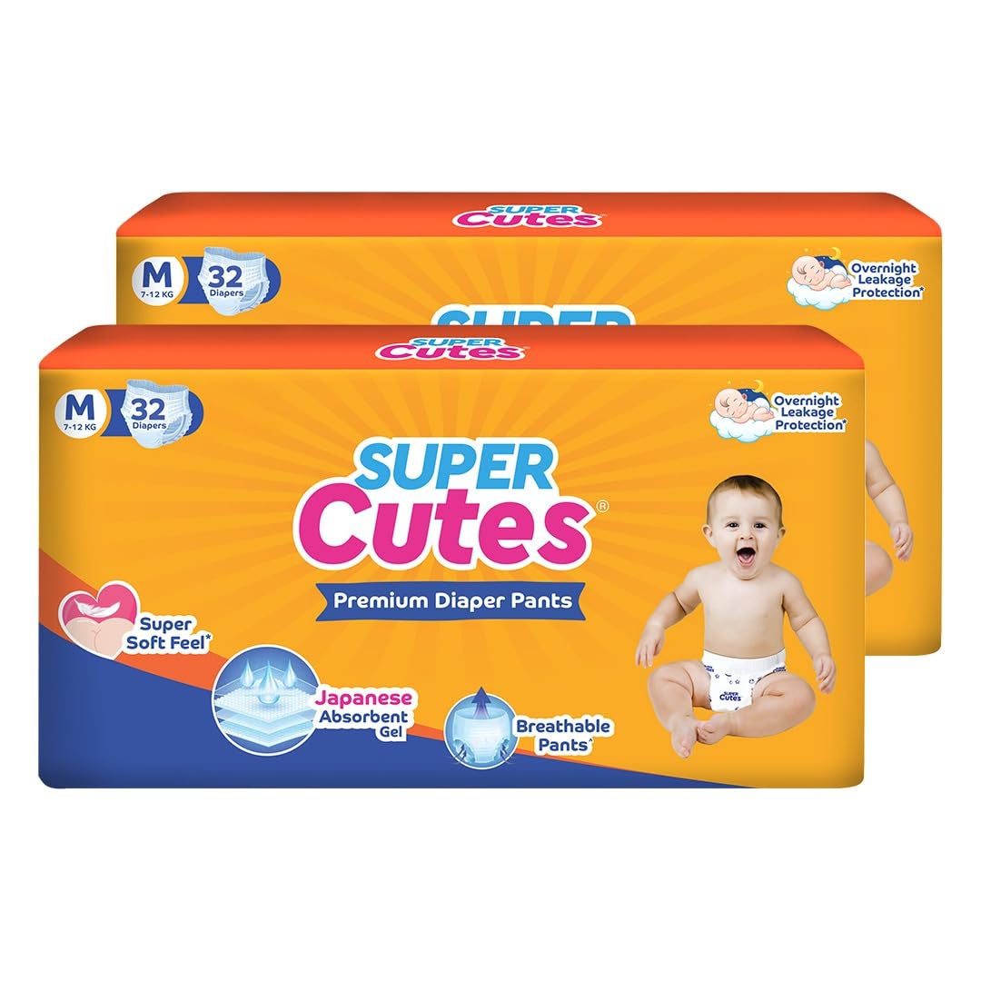 Super Cute's Wonder Pullups Diaper Pants (Medium) | Super Soft and Rash Free Diapers| Protection upto 12 hours with No Leakage - Unisex Baby,Pack of 64-image-0